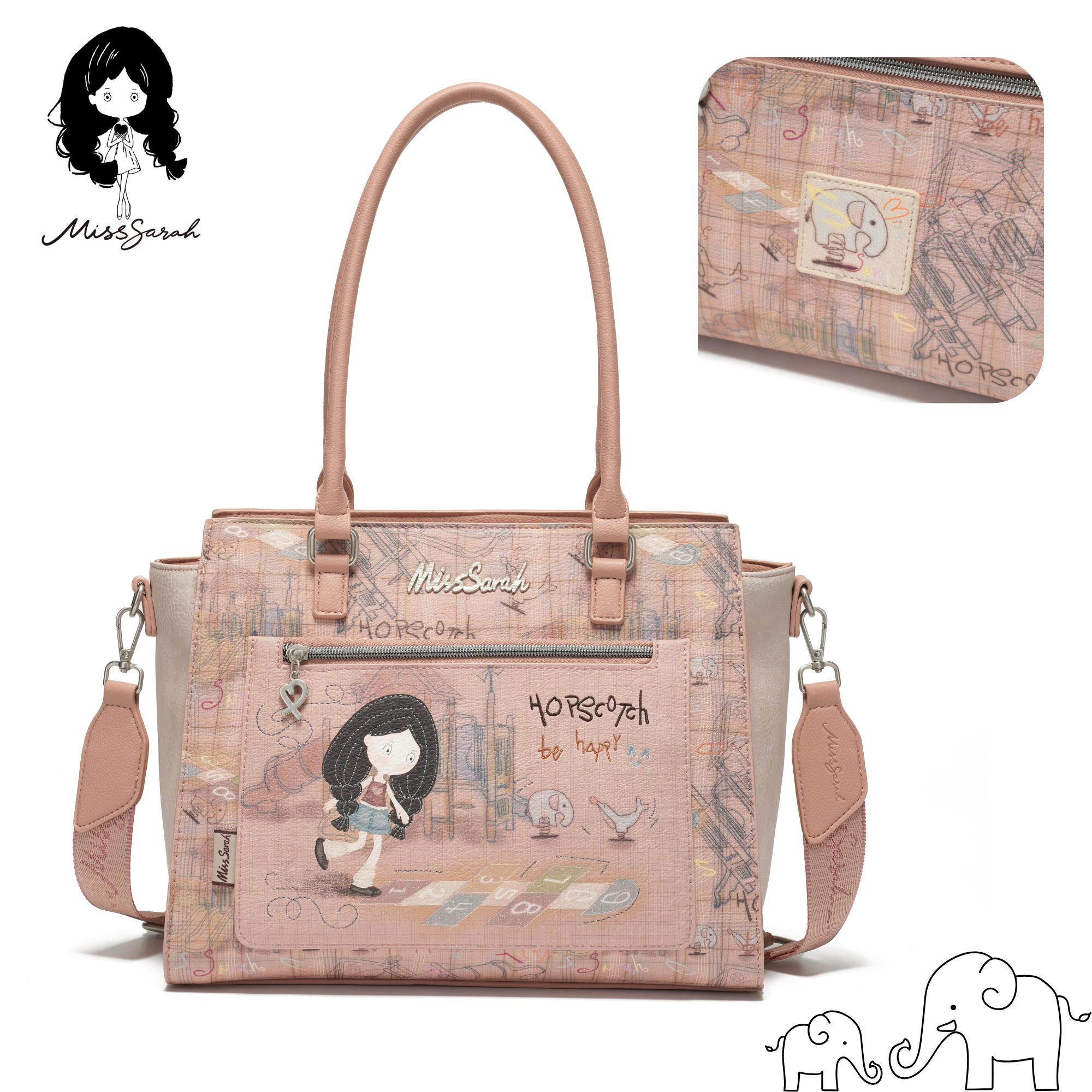 MissBag Bolsa Bandolera Mujer Grande Impermeable PU con Diseño Graffiti Retro MissSarah, Bolso de Hombro Ajustable Multibolsillos para Trabajo y Regal