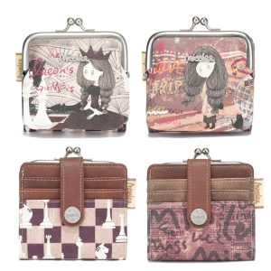 MissLee Monedero De Broche De Beso Con Tarjetero Estilo Clásico Y Toque Moderno 黑色 Gris Café Almendra Marrón Patrón Ajedrez Compacto Elegante