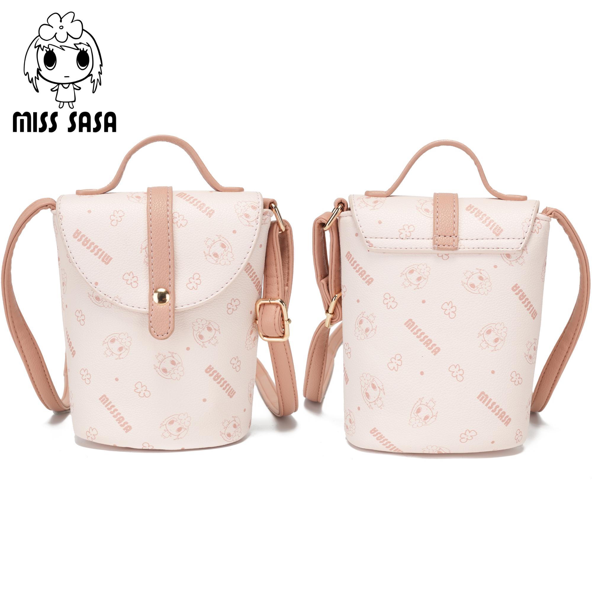 Miss Sasa Bolsa Cubo Mini Estampado Cartoon Mujer Bandolera + Asa De Mano Moda Kawaii Varios Colores Disponibles