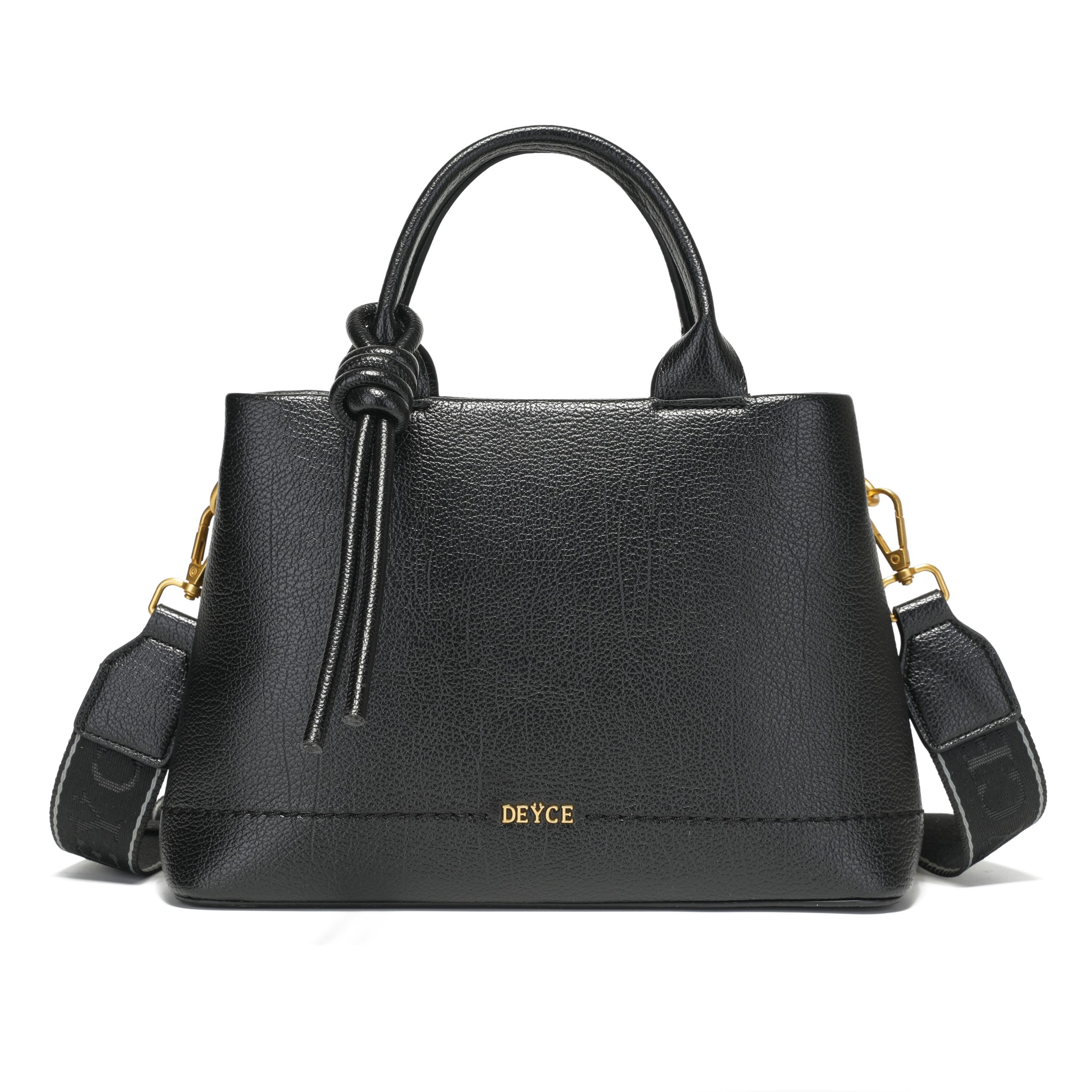 DEYCE Bolso de Mano Elegante en 黑色 con Asas de Cuero y Correa Ajustable para Mujer Estilo Moderno y Versátil